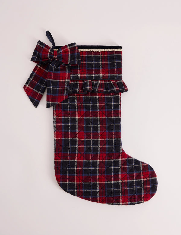 Red Tartan Bow and Frill Stocking