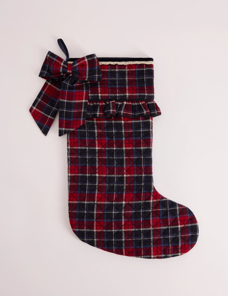 Red Tartan Bow and Frill Stocking