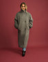 Grey Funnel Neck Wool-Blend Coat