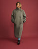Grey Funnel Neck Wool-Blend Coat