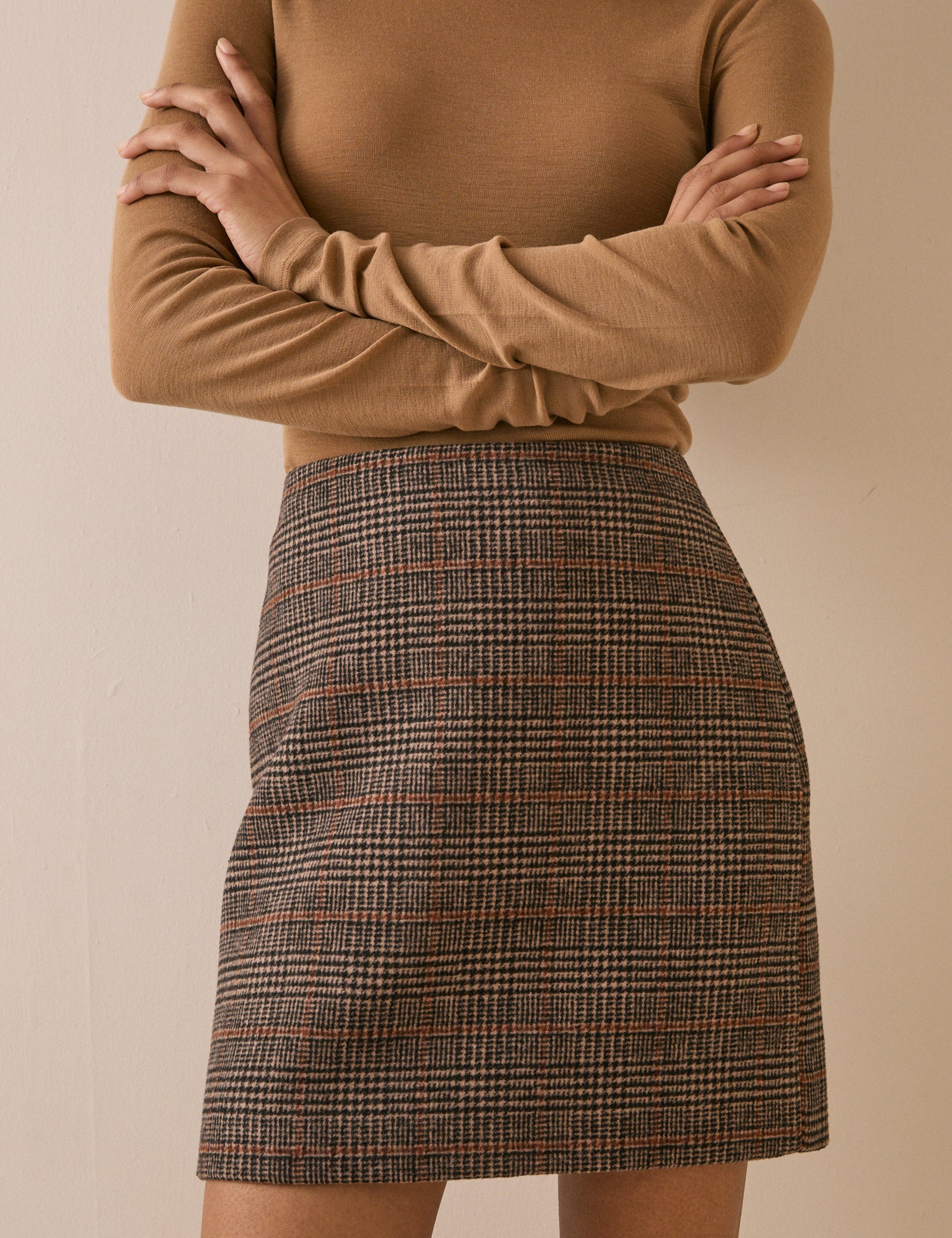 Brown Heritage Check Pelmet Mini Skirt