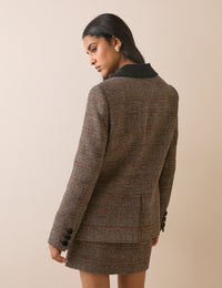Brown Heritage Check Single Breasted Blazer