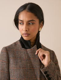 Brown Heritage Check Single Breasted Blazer