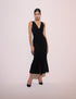 Black Ruched Velvet Joey Midi Dress