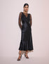 Black Lace Detail Satin Kimber Midi Dress