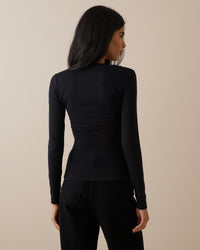 Black Scalloped Lace Trim Modal-Rich Top