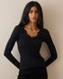 Black Scalloped Lace Trim Modal-Rich Top