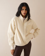 Cream Borg Funnel Neck Jacket