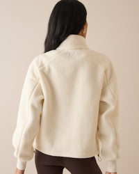 Cream Borg Funnel Neck Jacket