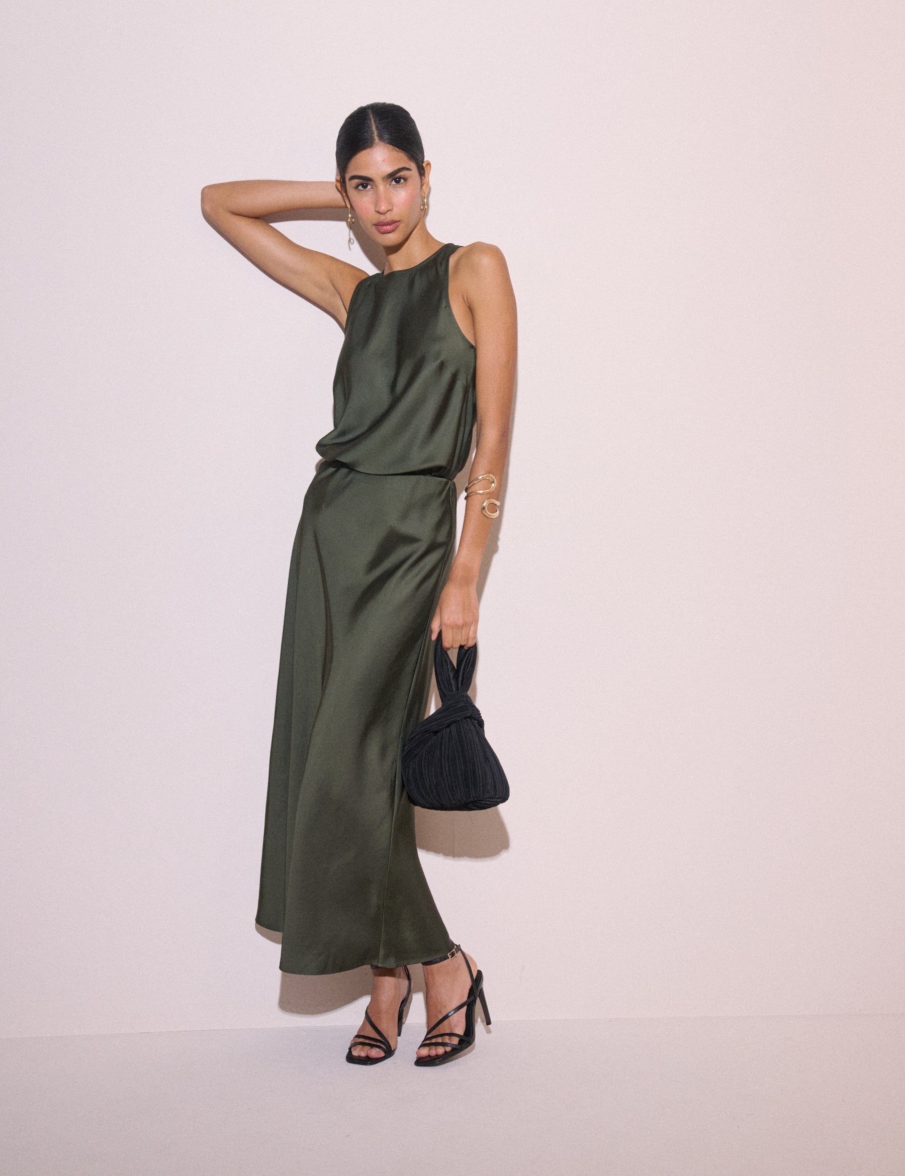 Forest Green Satin Sleeveless Top