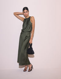 Forest Green Satin Sleeveless Top