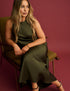 Forest Green Satin Sleeveless Top