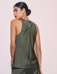Forest Green Satin Sleeveless Top
