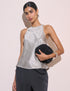 Silver Textured Satin Sleeveless Top