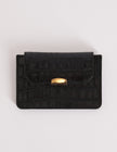 Black Croc-Embossed Leather Card Holder