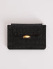 Black Croc-Embossed Leather Card Holder