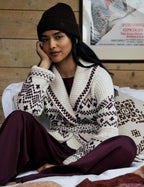 Burgundy Fair Isle Print Wrap Cardigan