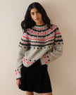 Grey Fair Isle Print Knitted Jumper