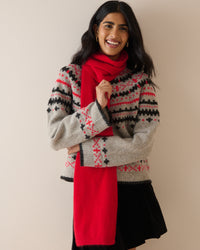 Grey Fair Isle Print Knitted Jumper