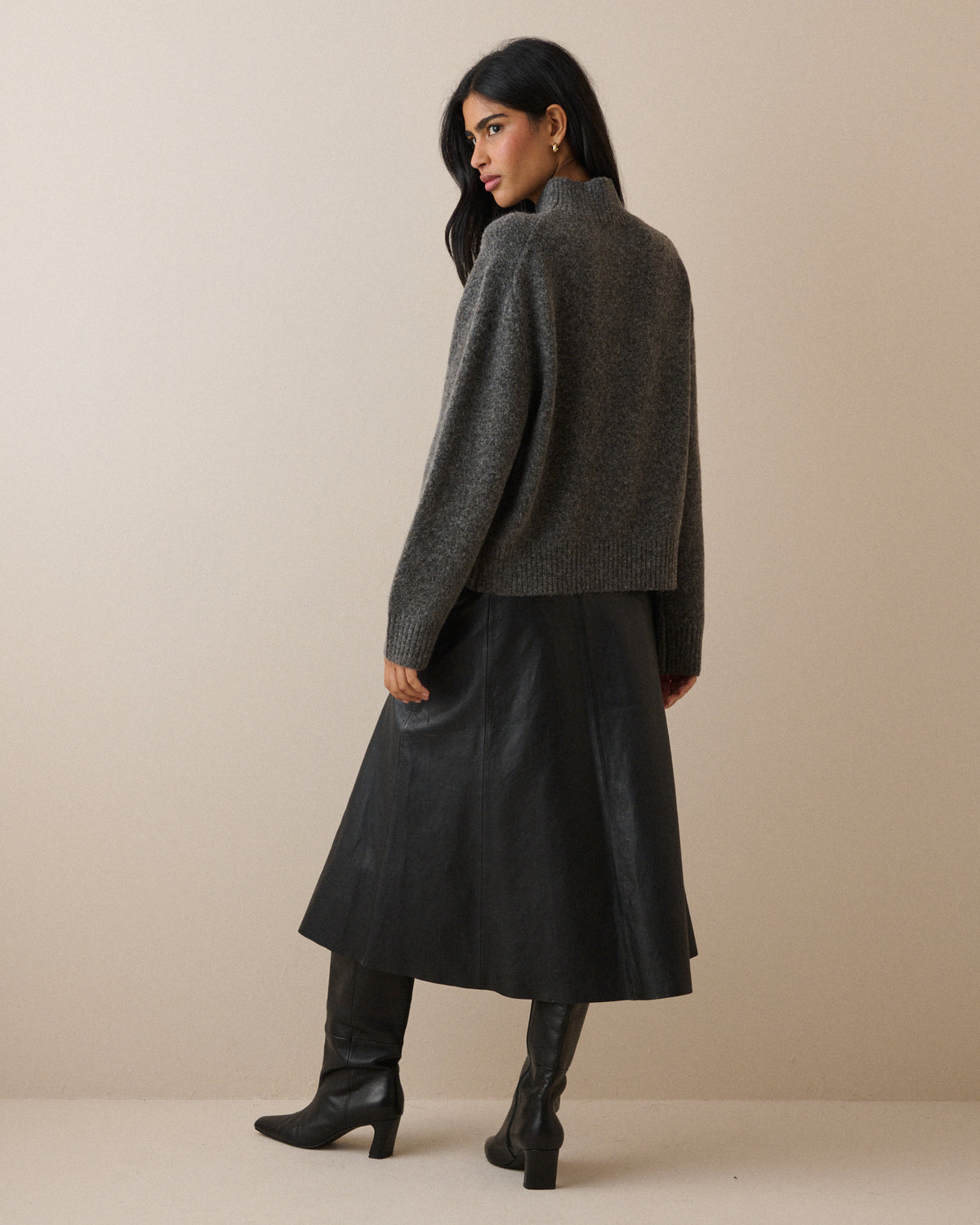 Charcoal Grey Funnel Neck Jumper