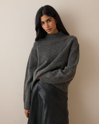 Charcoal Grey Funnel Neck Jumper