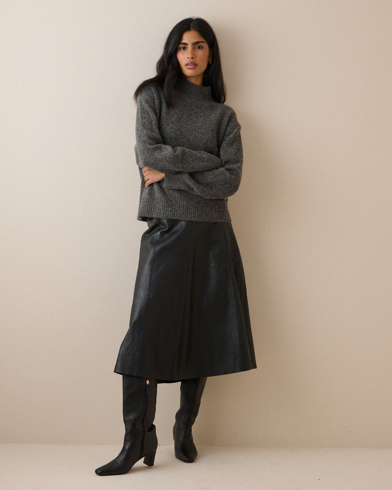 Charcoal Grey Funnel Neck Jumper