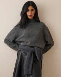 Charcoal Grey Funnel Neck Jumper