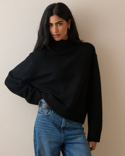 Black Funnel Neck Jumper