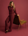 Red Knitted Straight Leg Trousers