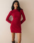 Red Crochet Trim Knitted Mini Dress