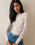 White Floral Lace Ruched Top