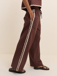Chocolate Brown Ric Rac Relaxed Leg Trousers