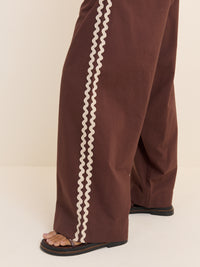 Chocolate Brown Ric Rac Relaxed Leg Trousers