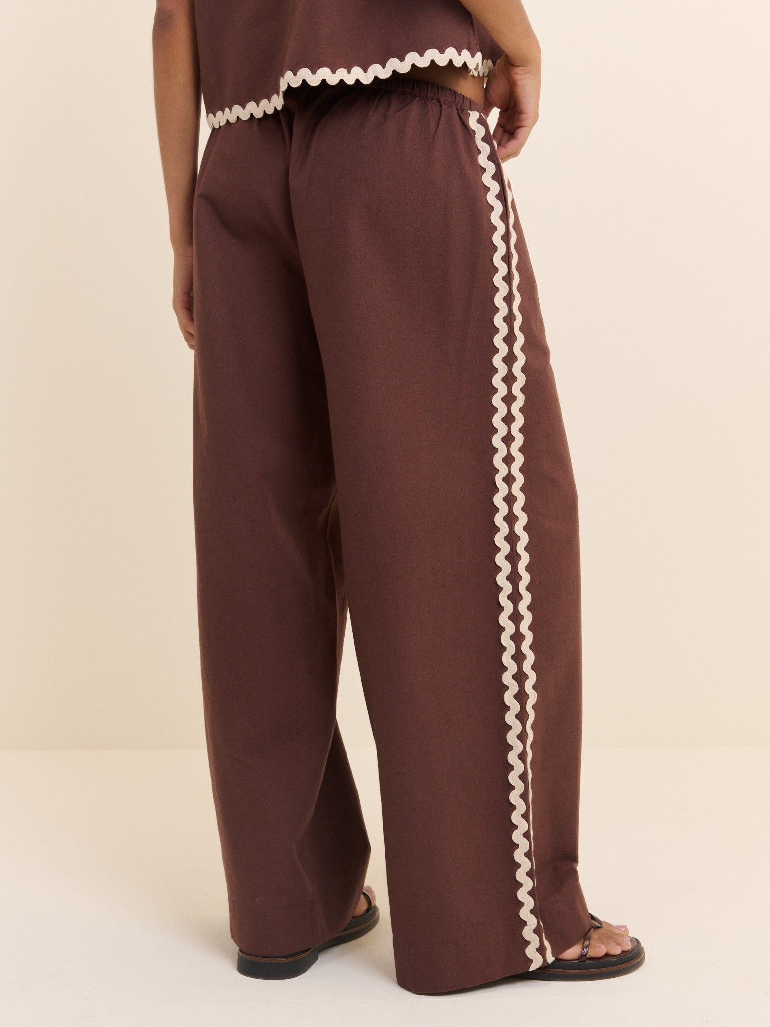 Chocolate Brown Ric Rac Relaxed Leg Trousers