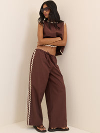 Chocolate Brown Ric Rac Relaxed Leg Trousers