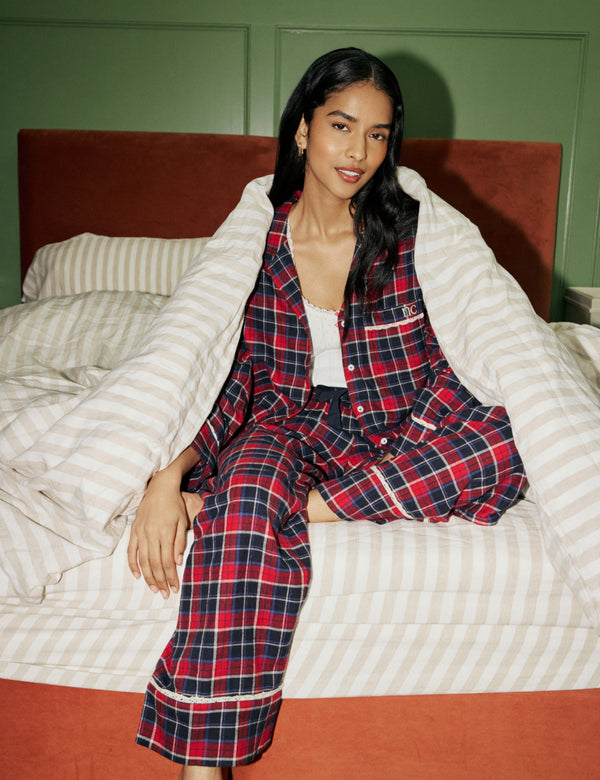 Navy Tartan Brushed Pyjama Shirt