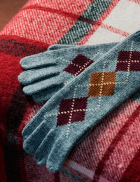 Grey Argyle Wool-Blend Longline Glove