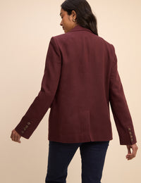 Burgundy Double Breasted Linen-Blend Alicia Blazer