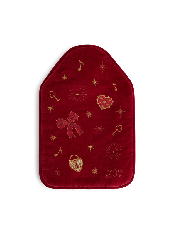 Red Celestial Embroidered Hot Water Bottle