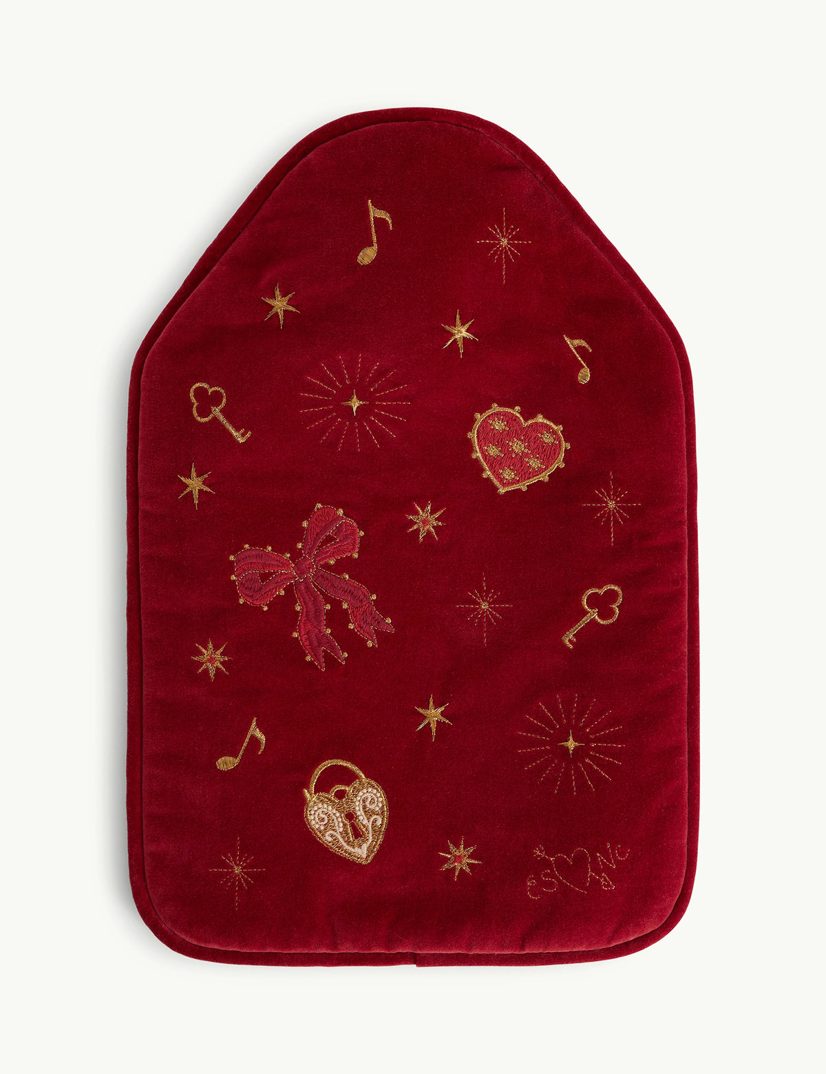 Red Celestial Embroidered Hot Water Bottle