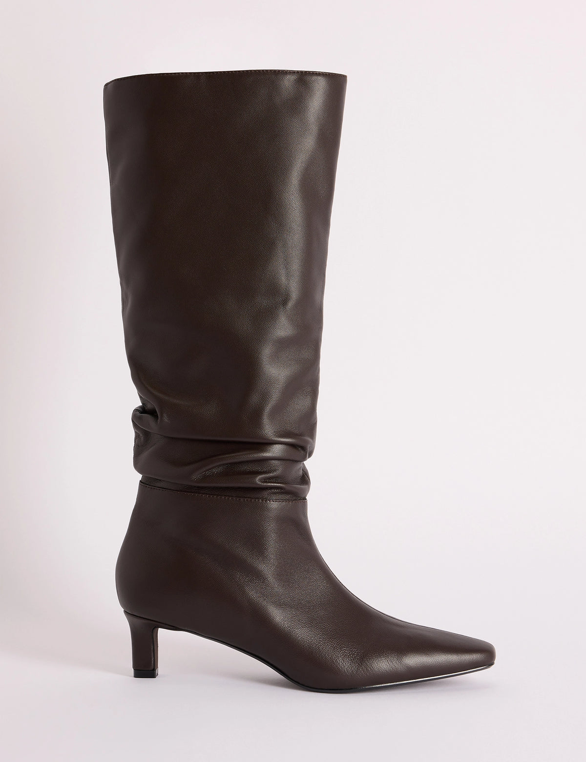 Brown Slouched Knee High Boots