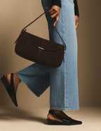Black Leather Wedge Sling Back Heels