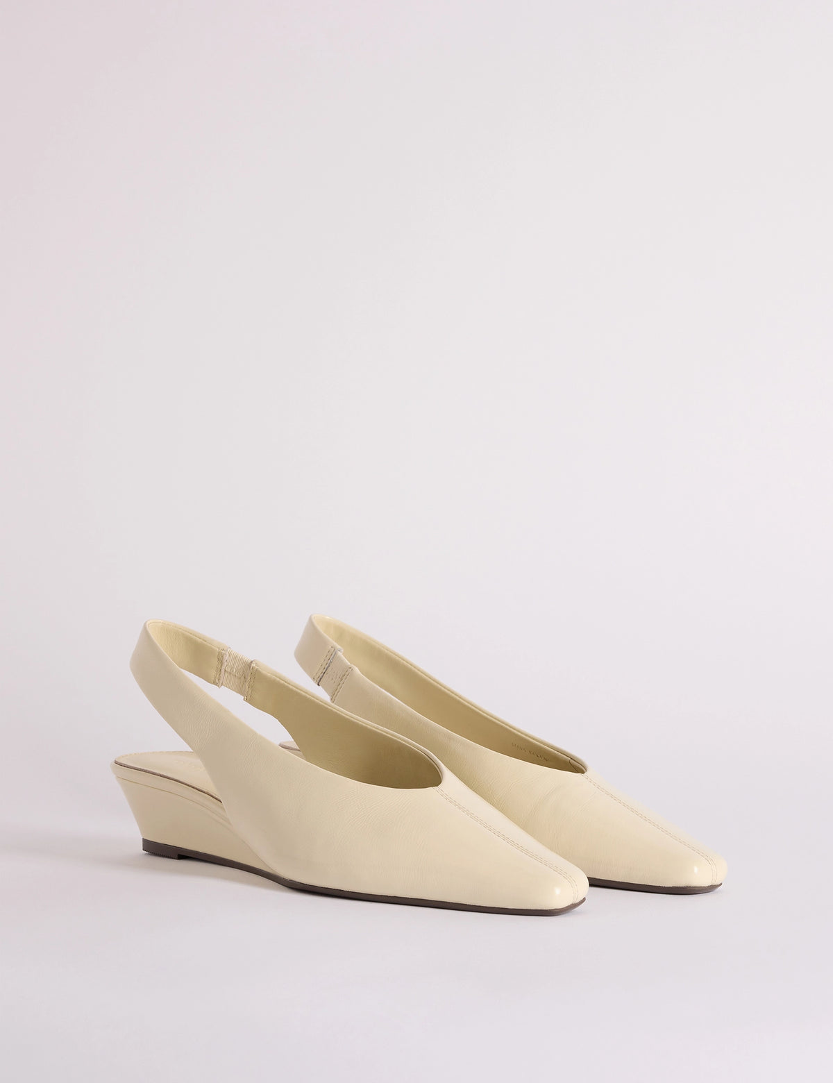 Ivory Leather Wedge Sling Back Heels
