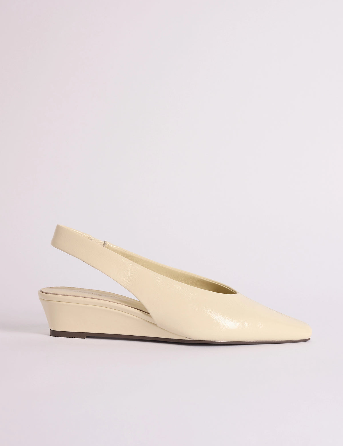 Ivory Leather Wedge Sling Back Heels