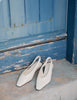 Ivory Leather Wedge Sling Back Heels