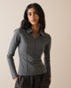 Grey Collared Jersey Top