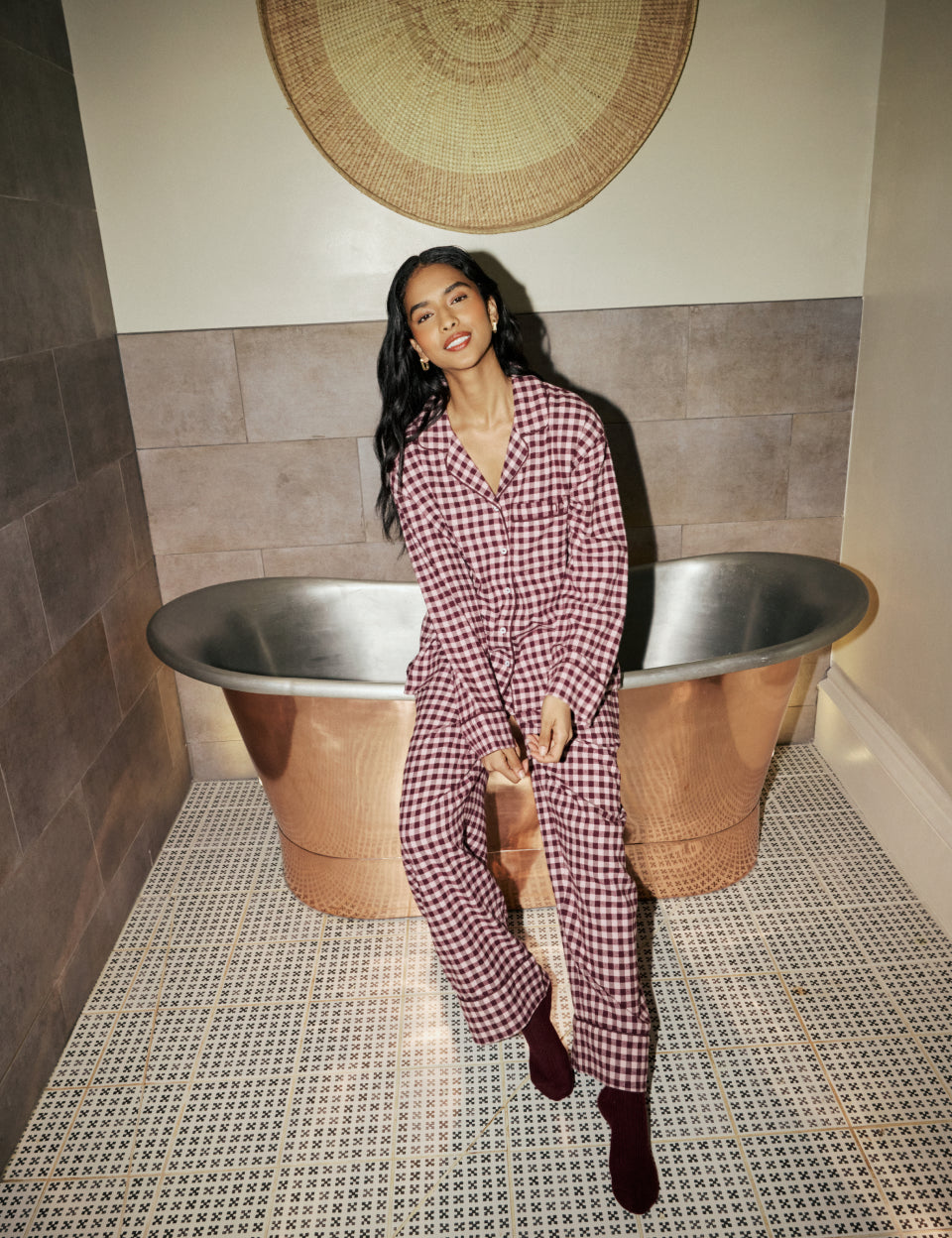Burgundy Gingham Pyjama Set