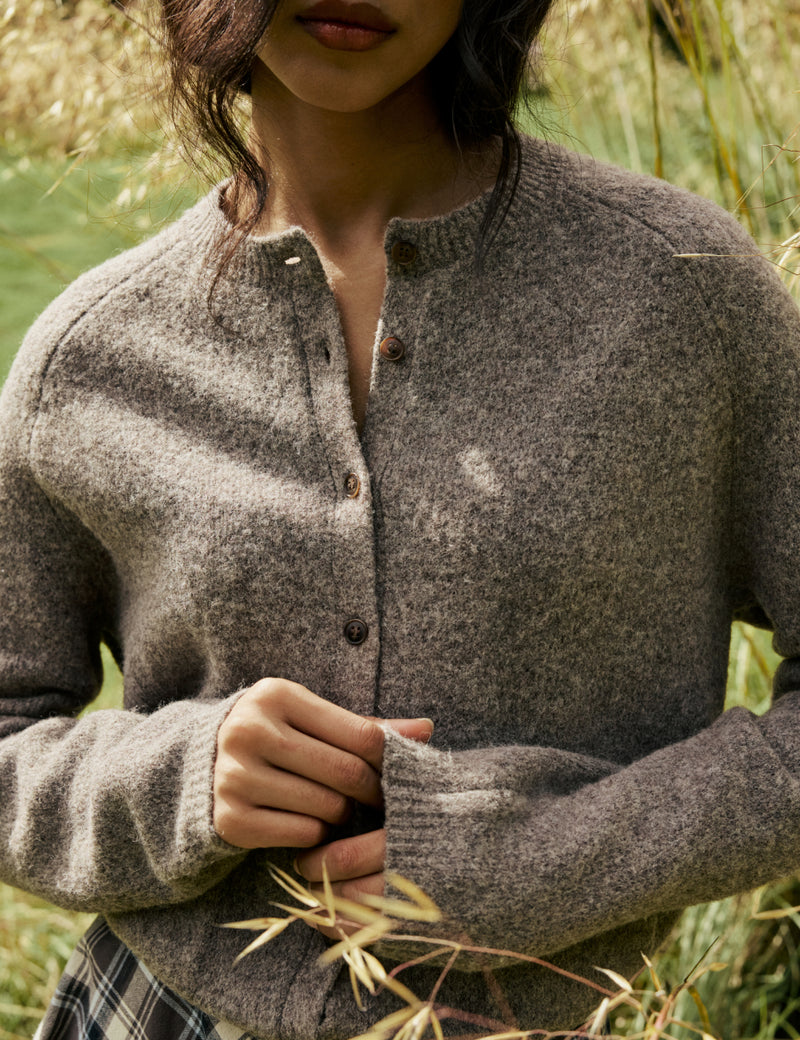 Taupe Marl Patch Pocket Cardigan