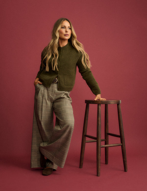 Khaki Green Patch Pocket Cardigan