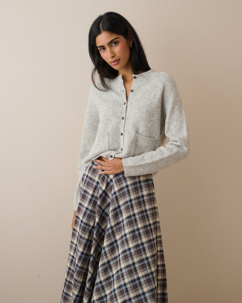 Grey Marl Patch Pocket Cardigan